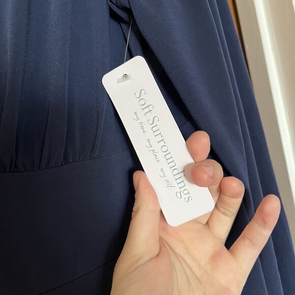 NWT Soft Surroundings Navy Long Sleeve Jumpsuit XL Polyester Blend - Picture 5 of 8